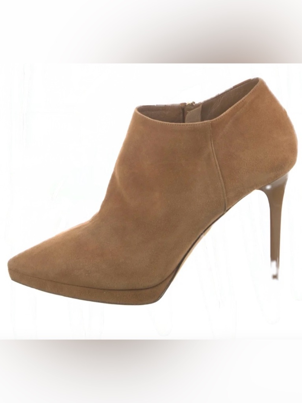 Jimmy Choo "Lindsey" 100 Tan Suede Ankle Bootie Size 37 (Fits US 6).
